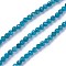 Natural Apatite Beads Strands, Faceted, Round, Dark Cyan, 3~3.5mm, Hole: 0.5mm, about 115~130pcs/strand, 14.5~16.1 inch(37~41cm)