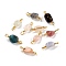 Natural Mixed Gemstone Links Connectors, with Golden Copper Wire, Cadmium Free & Lead Free, Chip, 13~19x3.5~8mm, Hole: 1.5mm