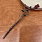 Flower Alloy Enamel Hair Pin Chopsticks, Plastic Chinese Ancient Hair Sticks, Gunmetal, 180mm