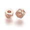 Environment Brass Beads, Electophoresis, Long-Lasting Plated, Lead Free & Cadmium Free, Flat Round, Rose Gold, 5x3mm, Hole: 2mm