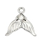 Platinum Alloy Pendants, Fishtail Charms, with Glass, Rack Plating, Cadmium Free & Nickel Free & Lead Free, Clear, 17.5x16.5x3mm, Hole: 1.8mm