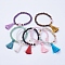 Tassel Charm Bracelets, with Natural & Synthetic Mixed Stone Beads, Round, 2 inch(52mm)