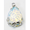 Opal Pendants, with Alloy Pendant Findings, teardrop, White, 38x26x8mm, Hole: 5x4mm