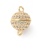 Brass Micro Pave Cubic Zirconia Magnetic Clasps, Cadmium Free & Nickel Free & Lead Free, Round, Real 18K Gold Plated, 12.5x8.5mm, Hole: 1.3mm