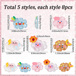 40 шт. 5-х цветные полупрозрачные облачные смоляные кабошоны&nbsp;RESI-SC0006-01