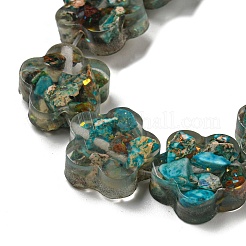 Окрашенная натуральная императорская яшма с нитями смоляных бусин&nbsp;G-G083-G01-01