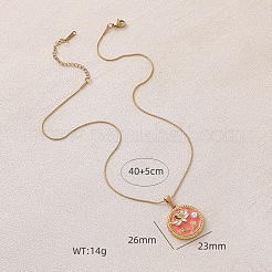 Женские ожерелья с подвеской в виде цветка из хирургической нержавеющей стали 316 с эмалью и имитацией жемчуга&nbsp;YH4414