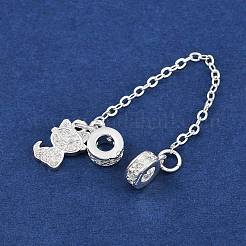 Латунные паве прозрачные кубические цирконии европейские защитные цепи с подвесками&nbsp;KK-L236-16E-S