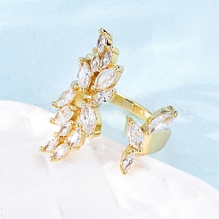 Латунные кольца-манжеты с микропаве и прозрачным цирконием для женщин&nbsp;RJEW-U047-25G