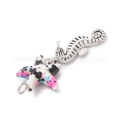 7 шт. 7 стиля синтетических окрашенных бирюзовых морских звезд и сплава морских животных&nbsp;PALLOY-JF03754-05