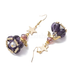 Ангел-звезда ручной работы из стеклянных бусин и стеклянных подвесных сережек для женщин&nbsp;EJEW-MZ00393-06