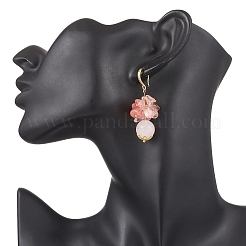 3 пара серег-подвесок с бусинами из смешанных камней в двух стилях&nbsp;EJEW-JE06568