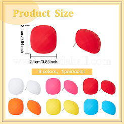 6 пара двухцветных текстурированных прямоугольных акриловых серег-гвоздиков со штифтами из нержавеющей стали 304 для женщин&nbsp;EJEW-AN0003-73