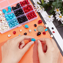 264 шт. 4-х цветные синтетические бирюзовые бусины&nbsp;G-AR0005-48