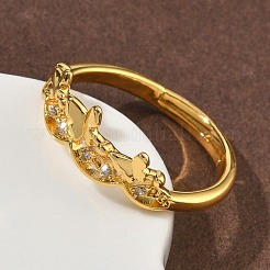 Латунные микро проложить пальцев кольца кубического циркония&nbsp;RJEW-H258-01G