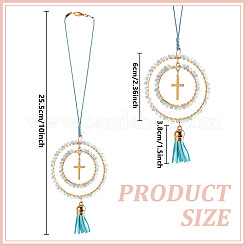 Подвеска-крест из стекла и нержавеющей стали 304 и сплава&nbsp;HJEW-DR00172