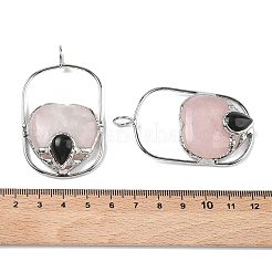 Крупные подвески из натурального розового кварца и обсидиана.&nbsp;G-Z142-01P-A01