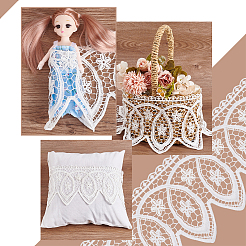 15 ярд хлопковой кружевной ленты с цветочной вышивкой&nbsp;OCOR-WH0086-91C