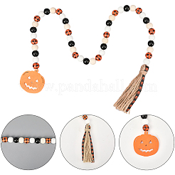 Круглые настенные украшения из натурального дерева на Хэллоуин&nbsp;HJEW-WH20004-15