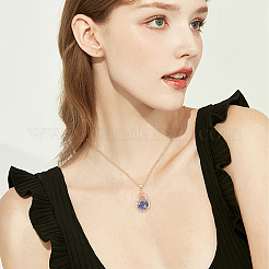 1 шт. латунный прозрачный стеклянный медальон-капля с подвеской&nbsp;NJEW-NB0001-34