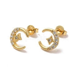 Луна из прозрачного кубического циркония с серьгами-гвоздиками в виде звезд&nbsp;EJEW-F301-07