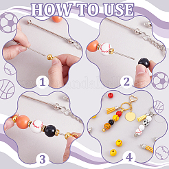 Наборы для самостоятельного изготовления бисерных брелоков из дерева и спортивных мячей&nbsp;DIY-PH0023-91