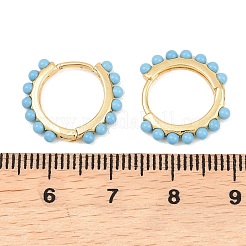 Круглые серьги-кольца из синтетической бирюзы и латуни&nbsp;EJEW-A156-06G