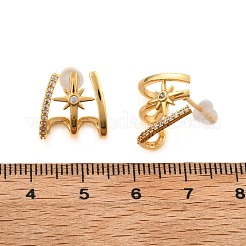 Серьги-гвоздики из латуни с микропаве и прозрачным кубическим цирконием&nbsp;EJEW-B131-02G