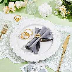 60 шт. кольца для салфеток из сплава в форме листьев на рождественскую тематику&nbsp;AJEW-PB0001-03G