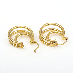 Тройные серьги-кольца из латуни&nbsp;EJEW-G282-04G