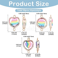 30 шт. 3 стиля ccb пластиковая рамка с радужными бусинами из полимерной глины&nbsp;KK-YW0004-39