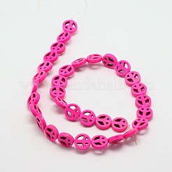 Окрашенные синтетическое бирюзовый peaceb знак шарик прядь G-P083-15mm-90