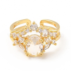 Открытое кольцо-манжета овальной формы из прозрачного циркония&nbsp;RJEW-I095-01G