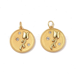 Латунные микропаве прозрачные подвески с фианитом&nbsp;KK-E068-VF345