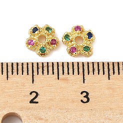 Латунные колпачки для бусин с микропаве и разноцветными фианитами&nbsp;KK-V015-07G-01