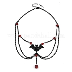 Подвеска в виде летучей мыши из железа и круглой смолы на Хэллоуин&nbsp;LS-NJEW-A055-01A-EB