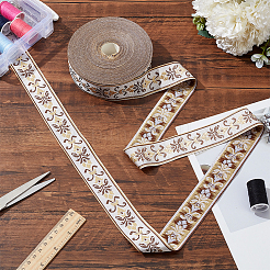 Жаккардовые ленты из полиэстера с цветочным узором длиной 24 м.&nbsp;OCOR-WH0045-22A