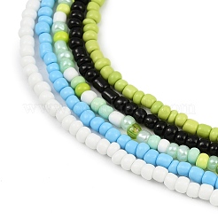 Многорядные ожерелья из бисера из богемского стекла для женщин&nbsp;NJEW-JN05354-02