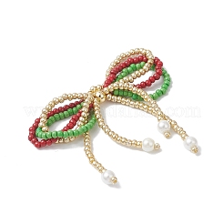 Рождественские подвески-бантики из стеклянных бисера&nbsp;PALLOY-MZ01059