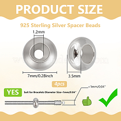 4 шт. 925 бусины-разделители из стерлингового серебра&nbsp;STER-BC0003-50P