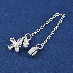 Латунные паве прозрачные кубические цирконии европейские защитные цепи с подвесками&nbsp;KK-L236-15A-S