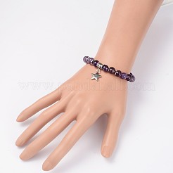 Природные смешанные камень бисерные звезда шарм браслеты простирания BJEW-JB01981