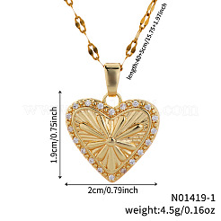 Модные латунные ожерелья с подвеской в виде сердца из прозрачного кубического циркония с микропаве&nbsp;GG1510-1