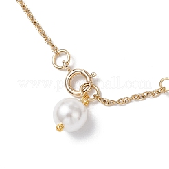 Ожерелья из круглой ракушки и цепочек из нержавеющей стали 304 ручной работы&nbsp;NJEW-JN05301-01