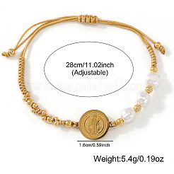 Браслеты из искусственного жемчуга и латуни с бусинами в виде Святого Бенедикта&nbsp;KP6024