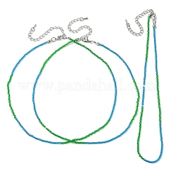 Колье из граненого ронделя из стеклянных бусин для женщин&nbsp;NJEW-M208-02B