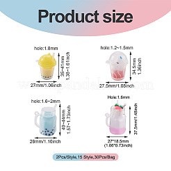 30 шт. 15 подвески из смолы с имитацией чая с пузырьками и мороженого&nbsp;RESI-FW0001-07