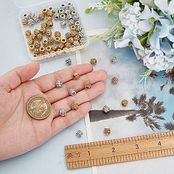 120 шт. 2-х цветные тибетские серебряные бусины&nbsp;TIBEB-FG0001-03