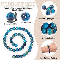 1 нить бусин из натурального тигрового глаза&nbsp;G-TA0002-71