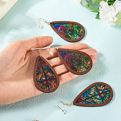 2 пара двухцветных акриловых сережек-подвесок для женщин&nbsp;EJEW-TA0001-53B